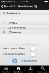 ShopReporter Admin Bestellstatus