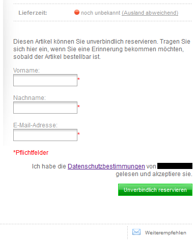 Artikel vorbestellen - reservieren - Vorbestellung - Reservierung