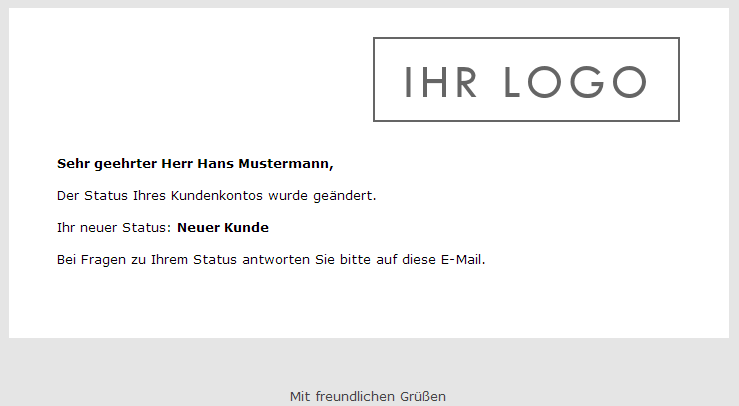 E-Mailvorlage bei Kundengruppenwechsel