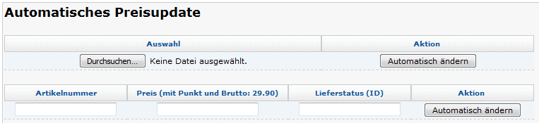 Automatisches Preisupdate