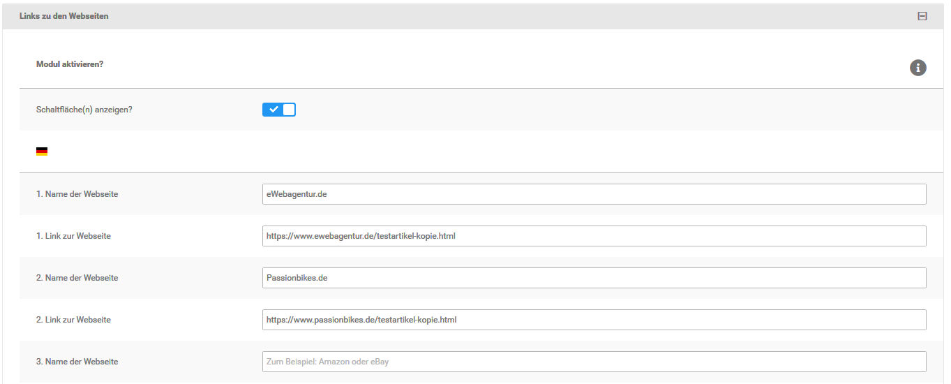 Produkt bearbeiten im Backend